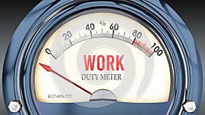 Work and Duty Meter that hits less than zero, very low level of work ,3d illustration