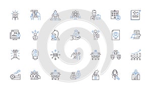 Work effectiveness line icons collection. Efficiency, Productivity, Focus, Discipline, Time-management, Results-oriented