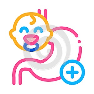 Work of esophagus of newborn baby icon vector outline illustration