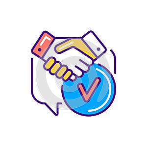 Work ethic color line icon. Business deal. Soft skills. Pictogram for web, mobile app, promo. UI UX design element