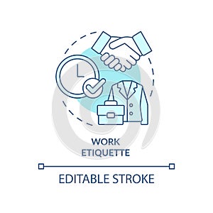 Work etiquette turquoise concept icon