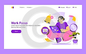 Work Focus. Flat Vector Illustration