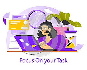 Work Focus. Flat Vector Illustration