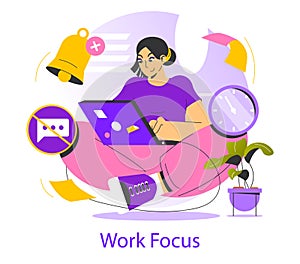 Work Focus. Flat Vector Illustration