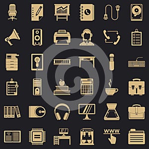 Work folder icons set, simple style