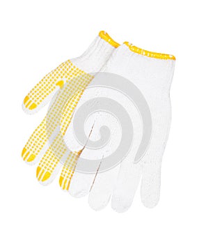 Work gloves made of cotton fabric with rubber coating
