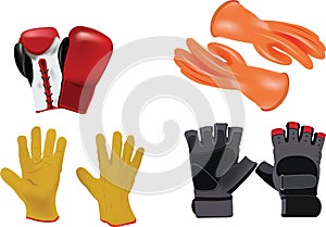 Work gloves and sportsmanship in leather and rubber photo