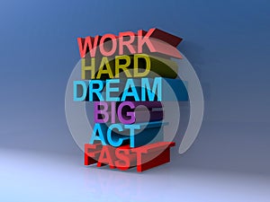 Work hard dream big act fast on blue