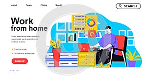 Work from home concept for landing page template. Vector illustration