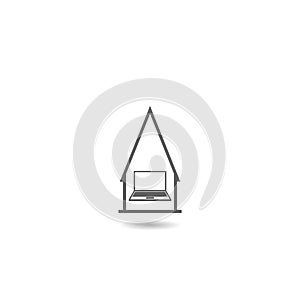 Work from home flat icon with shadow