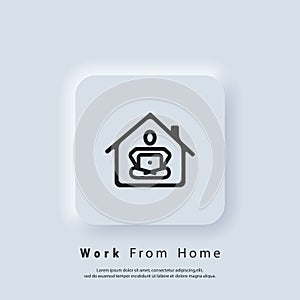 Work from home. Freelance. Career, work during quarantine. Webinar, online conferences. Vector. Neumorphic UI UX white user