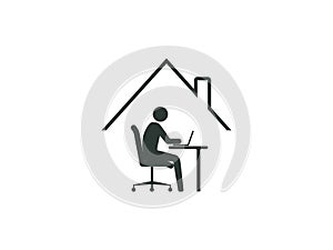 Work at home icon. Vector illustration, flat design