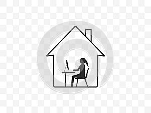 Work at home icon. Vector illustration, flat design