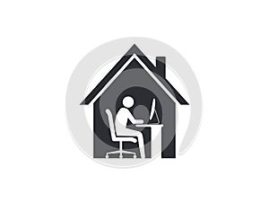 Work at home icon. Vector illustration, flat design