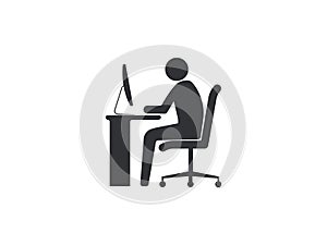 Work at home icon. Vector illustration, flat design
