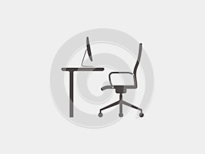 Work at home icon. Vector illustration, flat design