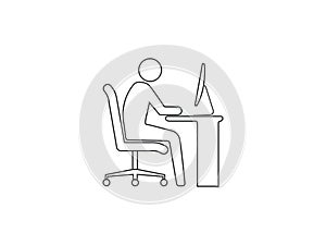 Work at home icon. Vector illustration, flat design