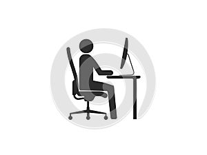 Work at home icon. Vector illustration, flat design