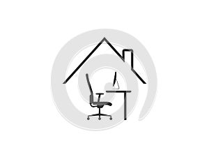 Work at home icon. Vector illustration, flat design