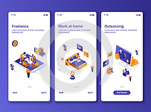 Work at home isometric GUI design kit