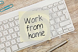 Work from home message on post-it