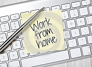 Work from home message on post-it
