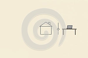 Work from home, minimalistic icon. Space for text.