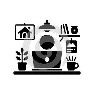 Work from Home Setup Solid Icon for Modern Workspace