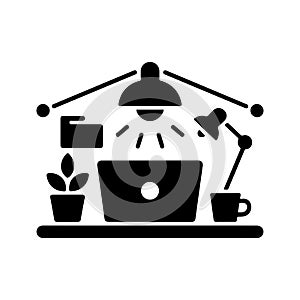 Work from Home Setup Solid Icon for Remote Work