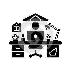 Work from Home Setup Solid Icon for Remote Workspace