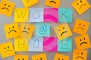 work at home sticky note on wall