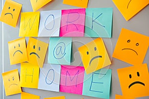 work at home sticky note on wall