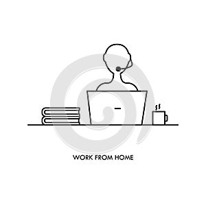 Work at home, teleworking icon set