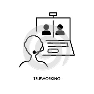 Work at home, teleworking icon set