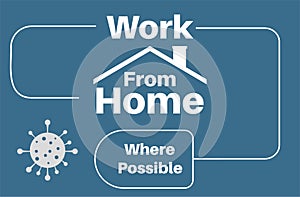 Work from home concept vector on a blue background