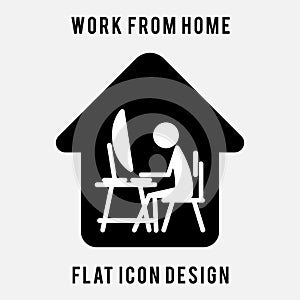 Work from home. work at home. working time. office at home. flat icon design.
