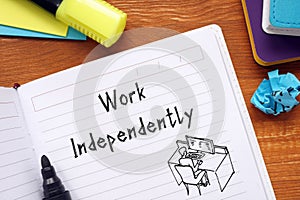 Work Independently  sign on the page