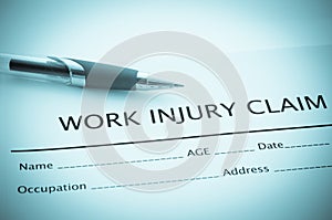 Work injury claim form.