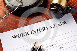Work injury claim form. photo