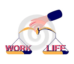 Work life balance as career or family relationship scales tiny person concept. Choose between passion, love versus job, money and