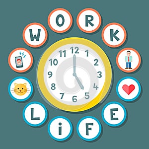 Work Life Balance Clock Concept