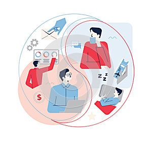 Work life balance concept. Career and personal life on a scales