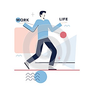 Work life balance concept. Career and personal life on a scales