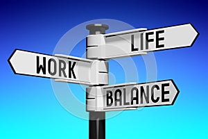 Work, life, balance concept - signpost with three arrows