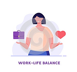 Work Life Balance Concept. Women Choosing between Career or Family on the Sale. Choose between Business and Relationship, Money or