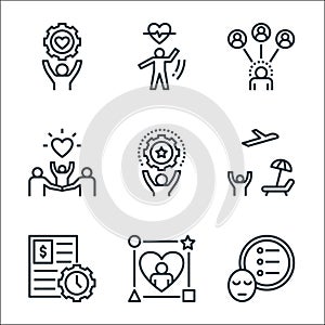 work life balance line icons. linear set. quality vector line set such as priority, lifestyle, work, leisure, skill, family,