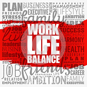 Work life balance word cloud collage, concept background