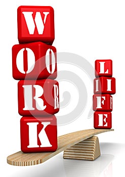 Work-life balance. Words on the scales