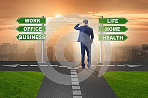 The work life or home balance business concept