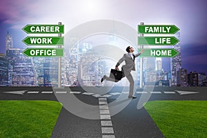 The work life or home balance business concept